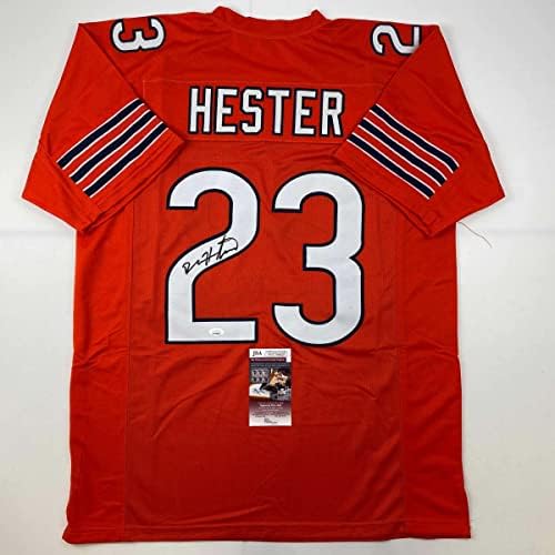 Autografado/assinado Devin Hester Chicago Orange Football Jersey JSA COA