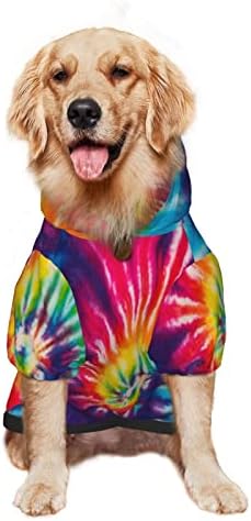Capuz de cachorro grande abstrato-swirl-design-tie-dye Pet Clothes Sweater com chapéu de gato macio casaco grande