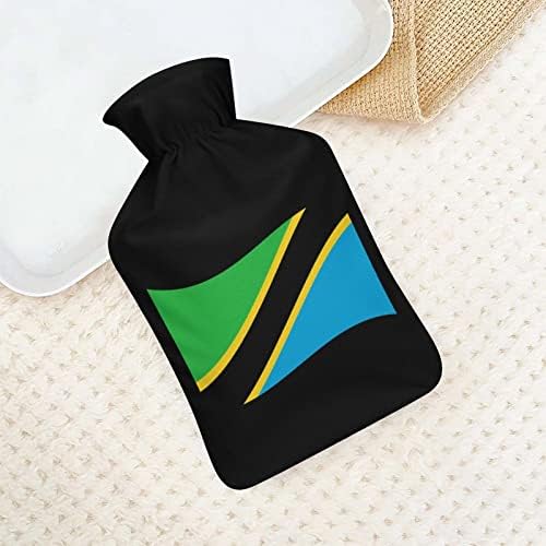Bandeira da garrafa de água quente da Tanzânia 1000 ml com tampa macia Removável Saco de injeção de água de pacote frio e quente para pés mais quentes