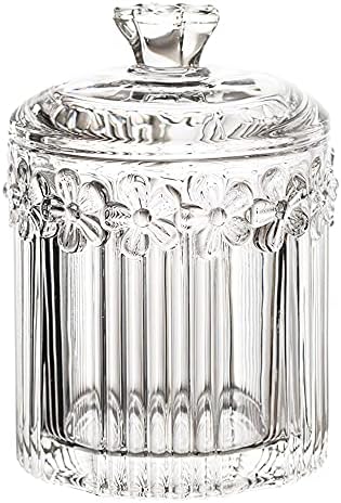 Crystal Glass Relief Butterfly Candy Swab Box Storage Jar com tampa