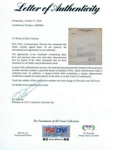 Elmer Layden assinou uma carta autografada TLS Quatro cavaleiros de Notre Dame PSA/DNA - Assinaturas de corte da faculdade