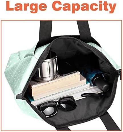Laptop de viagem Bag para mulheres, bolinhas brancas no Padrão de Fundo Verde Mint-01 Saco de trabalho com bolsa de lancheira