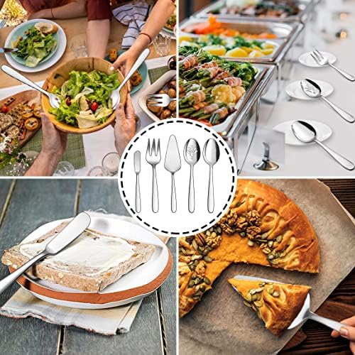 Homikit 65 peças Salhas de serviço pesado com utensílios de servir, utensílios de alimentação de aço inoxidável Conjunto de utensílios