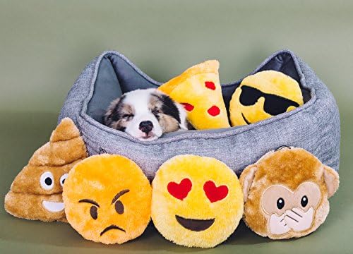 ZippyPaws - Squeakie Emojiz Rodeled Plushie Dog Toy - Pizza Slice, 3 pacote
