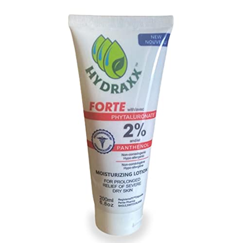 Loção Hydraxx Forte para uso diário - loção hidratante para a pele seca - loção corporal hipoalergênica não gordurosa para todo o tipo de pele | Livre de fragrâncias | Não comedogênico, 1 fl oz