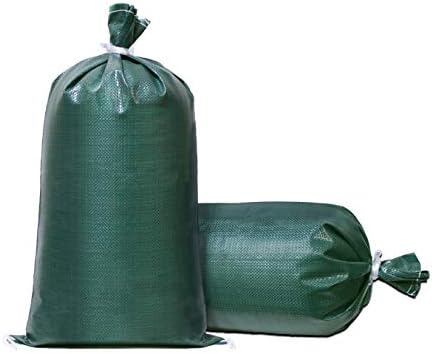 Terraright Sandbags - Sacos de areia de polipropileno verde de tecido verde mais durável extra, com laços, máx. Proteção UV, 14 x 26