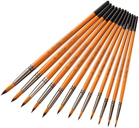 FZZDP 12PCS/Set Art Pen Ganch Linha de pincel de madeira de nylon para o kit de suprimentos de arte de pintura a óleo