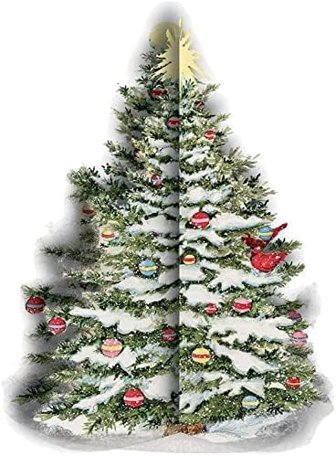 Cartões de Natal 3D Ornamento de árvore de férias cortada, decorações da fazenda - 8 cartões/caixa com envelopes correspondentes - Árvore de Natal