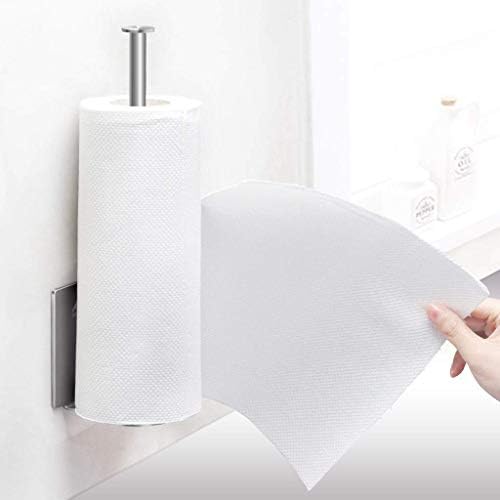Suporte de toalha de papel de palha - suporte de toalhas de papel grande, suportes de rolinhos de aço inoxidável, sob o gabinete e montagem na parede para cozinha, banheiro