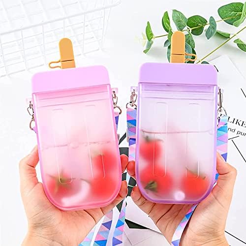 Aetygh 10oz Kawaii Water Bottle Scere Cream Water Bottle, garrafa de água de palha fofa com alça para mulheres meninas