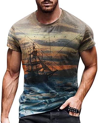 Camisetas de manga curta do soldado dsodan para homens, mapa de verão mapa de verão engraçado impressa vintage tee tops