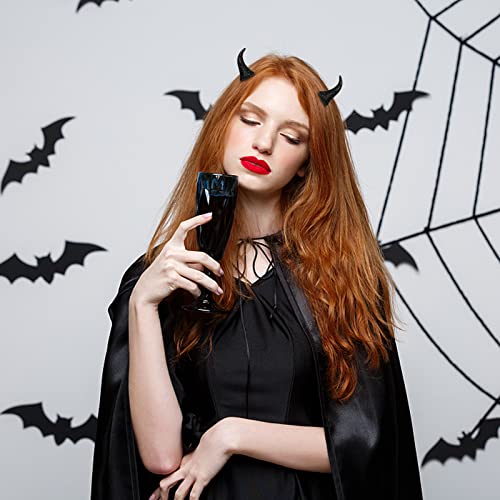 Seiddons Halloween Black Devil Horns Clipes de cabelo de Halloween Couca de cosplay, preto pequeno