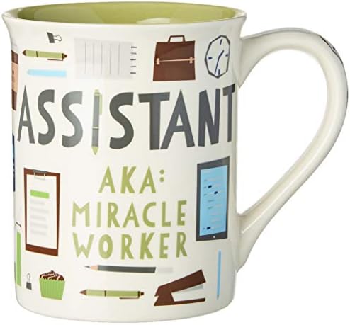 Enesco Nosso nome é a lama “assistente milagre trabalhador” Patte, 16 oz. Caneca de grés, 1 contagem, multicolor