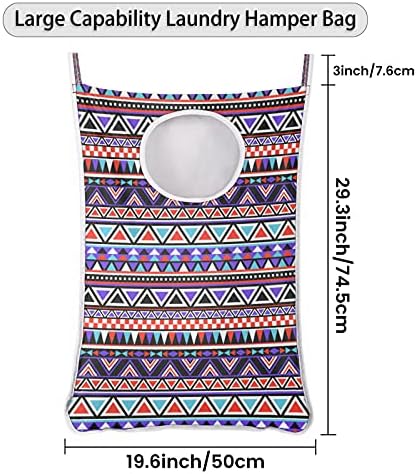 Patterno geométrico asteca Saco de cesto de lavanderia pendurada, sobre a porta da lavanderia Saco de saco de armazenamento