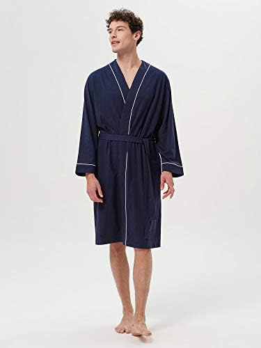 Manto de algodão masculino de Siiorro, leves robros de banho de joelho de quimono para spa e casa, m-xxl