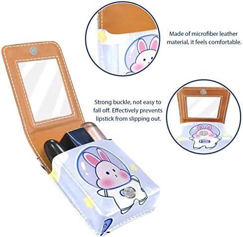 Caixa de batom de Oryuekan com espelho bolsa de maquiagem portátil fofa bolsa cosmética, desenho animado animal de raiva estrelado