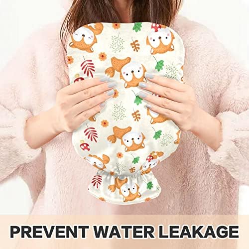 Garrafas de água quente com capa Saco de água quente da raposa para alívio da dor, mulheres adultos, bolsa de aquecimento de