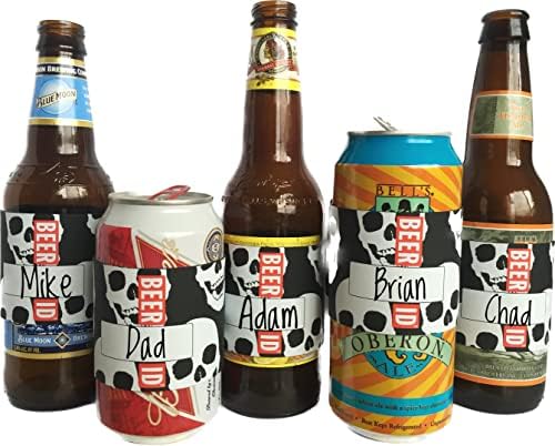 H2O ID Bands: Introduce ID da cerveja 12 banda Skull Print Party Pack Pack Rands Reutiliza Bandas Personalize e Rotelável Drinques:
