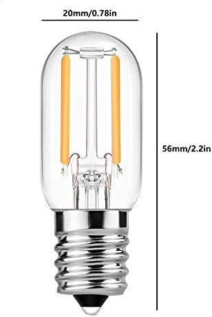 Iluminação LXCOM E17 Bulbo LED T7 2W Bulbos de eletrodomésticos diminuem 20w Reposição equivalente T20 Lâmpada de geladeira quente Branca de 3000k Lâmpada noturna para alcance Capuz Máquina de exaustão de utensílios de eletrodomésticos, 4 pacote