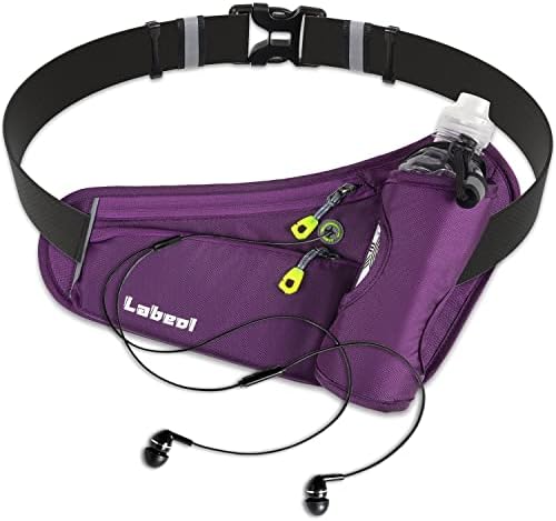 Correia de hidratação de garrafas de água corrente do LaBeol com suporte de garrafa de água para caminhada na cintura de caminhada Pacote reflexivo Fanny Pack com porta