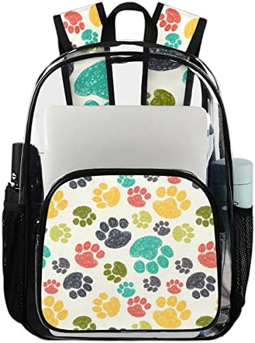 cfpolar colorido animal pata de cachorro impressão de mochila clara mochila pesada transparente bookbag para mulheres