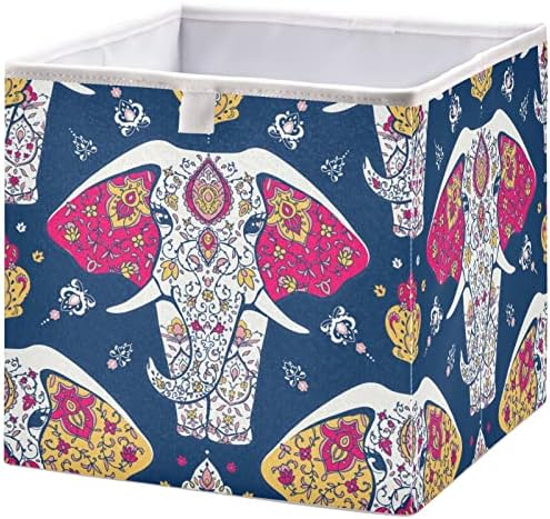 Cestas de armário VISESUNNY Mandala Elefante Bins de tecido de tecido para organizar caixas de cubos de armazenamento dobráveis