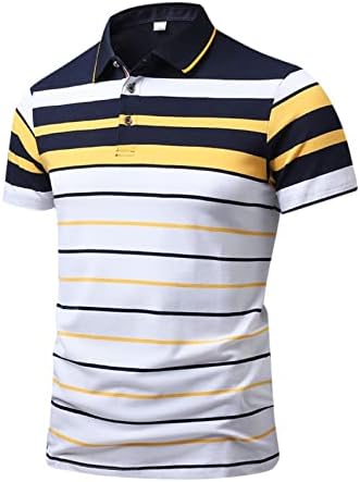 Camisas pólo listradas clássicas masculinas para o verão casual de manga curta de manga de golfe umidade wicking polos esportivos básicos