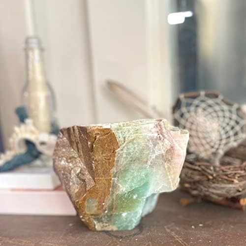 Coleção de mineralistas Pedras de cura de cristal, esmeralda de calcita verde, rochas naturais de 0,5 lb, aglomerados de quartzo