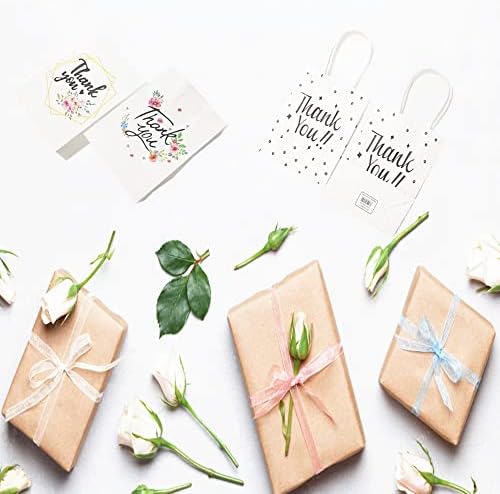 LOVPLAY BEBH SHARCH DECORAÇÃO Sacos de presente com Handle Thank You Party Favor Gift Wrap Bags Design Floral Sacos de papel