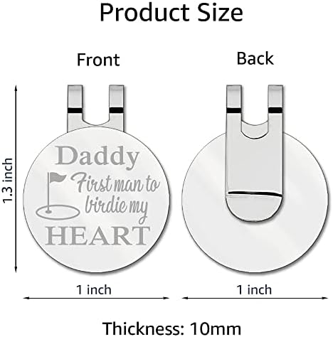 Hafhue Papai primeiro homem a passarinho meu coração marcador de bola de golfe com clipe de chapéu magnético, marcadores de bola de golfe para pai, acessórios engraçados de golfe para papai, da filha