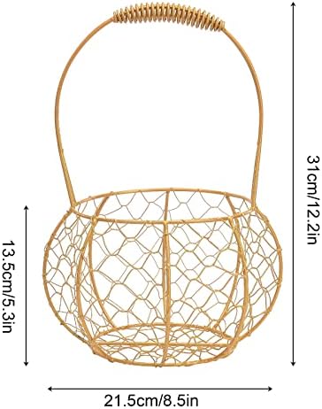 Wnvivi 2pack lanterna de ouro cestas de meninas, cesto de casamento de metal com alça, cesta de metal para armazenamento de ovos,