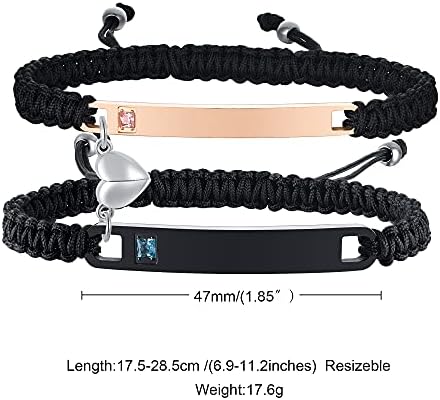 Xuanpai Casais Bracelets personalizados Placa de identificação de corda trançada feita à mão para mulheres amizade