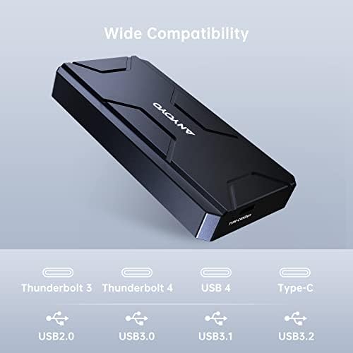Anyoyo 40Gbps NVME Gabinete, M.2 NVME SSD Gabinete SSD PCIE NVME TO USB C SSD Gabinete, alumínio NVME Compatível USB 4/3.2/3.1/3.0/2.0 para M & B+M-Chave SSD Tamanho 2280 2280