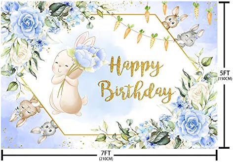Aibiin 7x5ft coelho garoto de feliz aniversário festa coelho de pano de fundo de uma primavera coelho de páscoa floral cenoura de