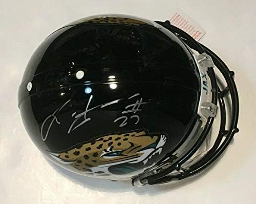 Leonard Fournette Jaguars assinou o proline fs capacete de capacete panini coa - capacetes autografados da NFL