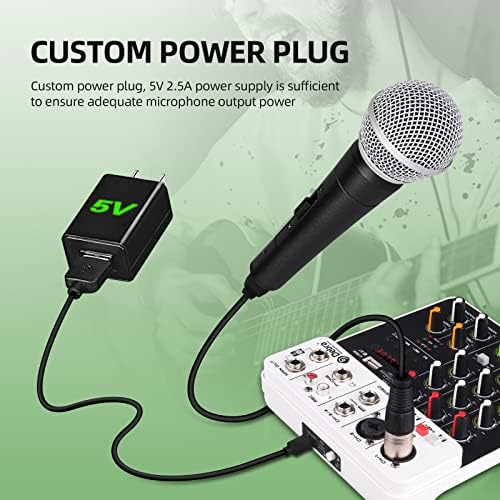 Mixer de áudio D Debra V4 Console de Mixer de DJ de 4 canais com MP3 USB Bluetooth, 48V Phantom Power, Som Mixing Board for Live,