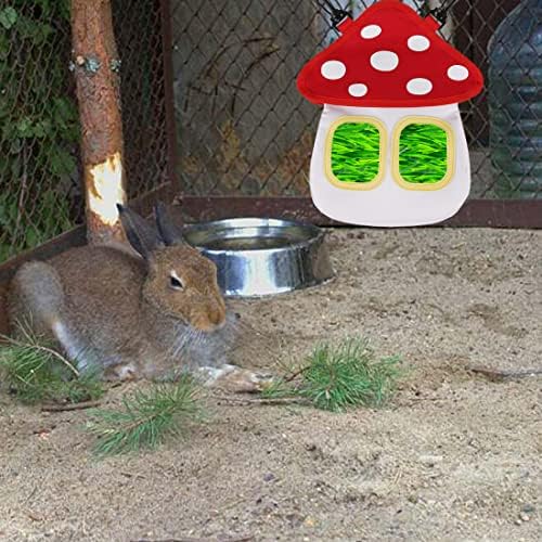 Tanoma Bunny Hay alimentador, pendurado saco de alimentação de feno de coelhos para coelhos porquinhos hamster de chinchilas