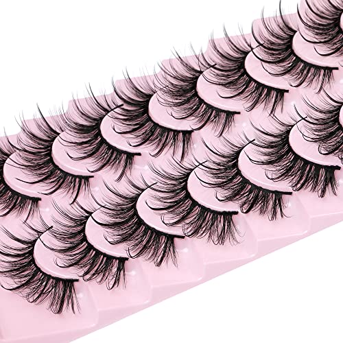 Cílios falsos cílios fofos cílios de vison cílios fãs fadas cílios de gato cílios pontiagudos cílios de tira ramal de volume natural cílios falsos pacote de gvefetiee 8 pares