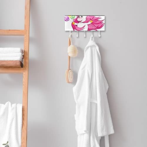 Organizador de rack branco fofo de unicórnio com 5 ganchos de parede banheiro da parede prateleira prateleira de armazenamento