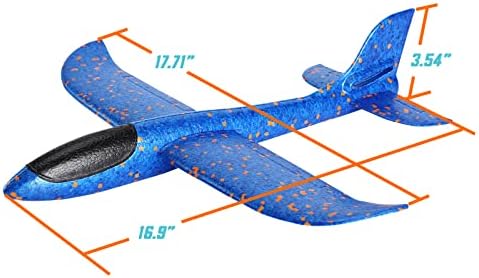 Brands GSM Toys de avião de espuma 4 pacote, 17,71 polegadas de arremesso de planador com atualização de vôo 2 opção de posição da cauda
