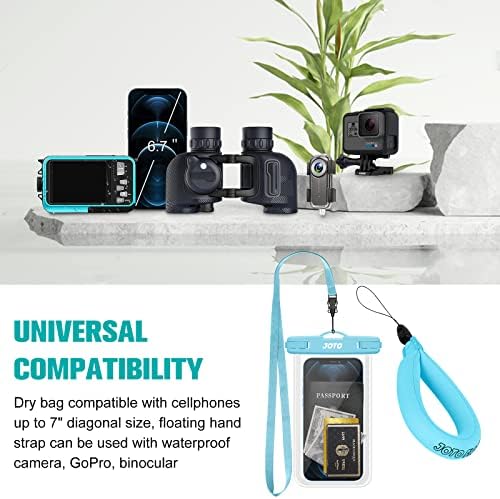 JOTO 2 Pacote de pacote flutuante para o telefone impermeável com 1 bolsa impermeável universal + 1 pulseira flutuante para câmera