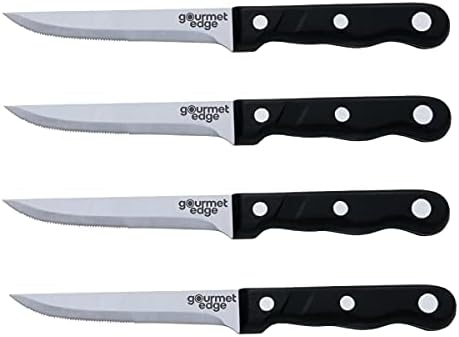 Conjunto de faca de bife 4pc de borda gourmet -| GRIP ERGONOMICO - SAFE DE LAVELA DE MAIS - QUALIDADE PREMIUM - ECO FIRECH | Blade