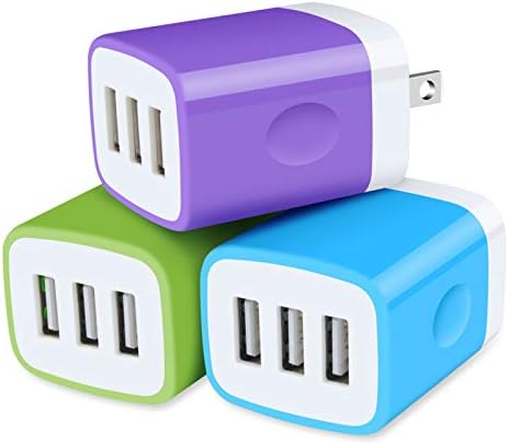 Cubos de carregador USB, adaptador de carregador de parede, Sicodo 3Pack Universal Travel 3.1a 3 Porta Muti Plug Block