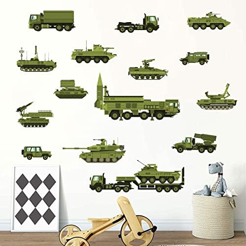 Xyland Transporte criativo Decalques de parede militar War Missile Tank Tank Wall Stickers Peel e Stick Vehicles