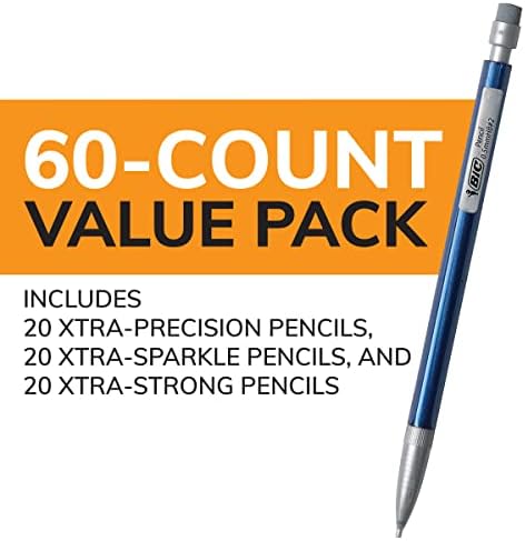BIC Variety Pack, tamanhos variados, 0,5 mm, 0,7 mm, 0,9 mm, 60 contagens, design recarregado para uso de longa duração