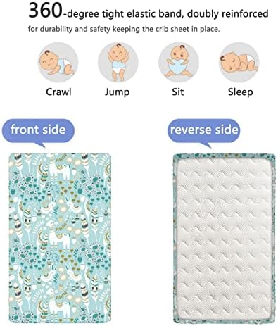 Lhama com tema de mini folhas de berço, lençóis de berço portáteis de mini berço de chapas de bebê de material macio