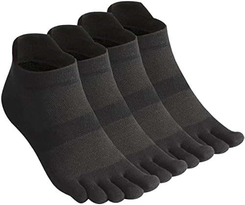 Meaiguo Men's Toe Meocks Cotton Cinco meias de dedos de baixo corte meias atléticas para executar 4 pares