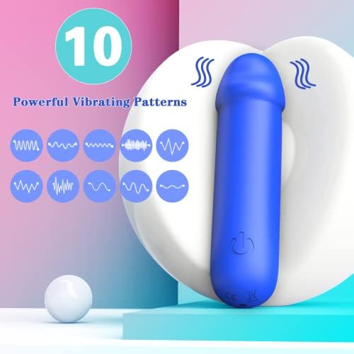 Mini vibrador de balas para mulheres: pequeno vibrador de clitóris de ponto G com 10 modos vibratórios poderosos, vibração