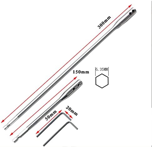 8 peças 1/4 extensão de extensão de bits de madeira extensões de bits, extensões de bits de pá de 6 e 12 polegadas com chave