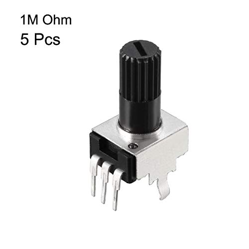 Uxcell Potenciômetro 1m ohm resistores variáveis ​​Turn Rotar Carbon Film 5pcs